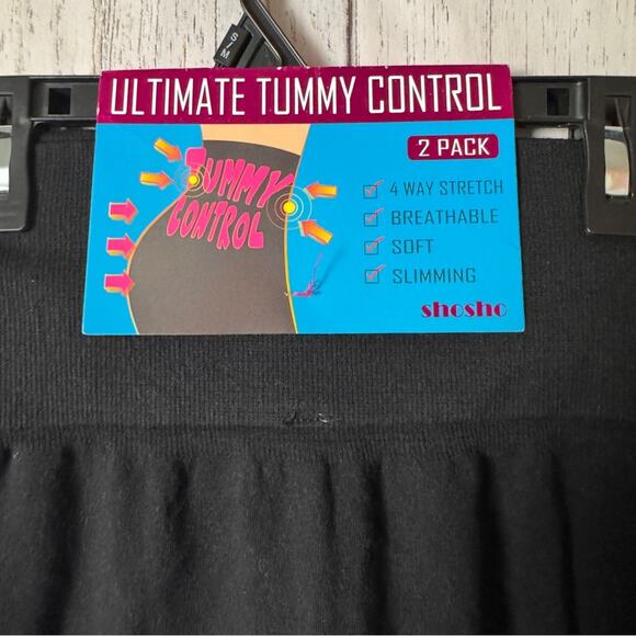 Shosho Ultimate Tummy Control Two Pack  Black & Blue Leggings with Stretchy Fit - Picture 7 of 8